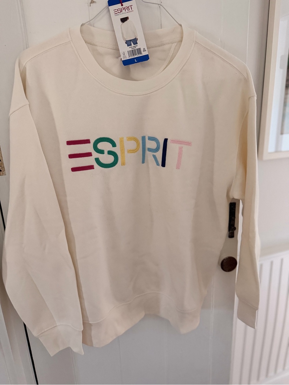 Esprit Kids Cream Sweatshirt with Multicolor Embroidered Logo